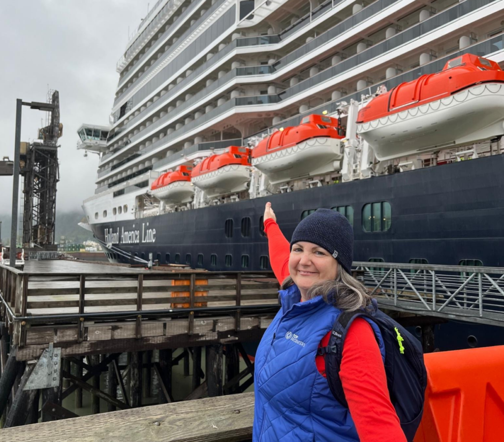 Michele with the Holland America Line Koningsdam in August 2023