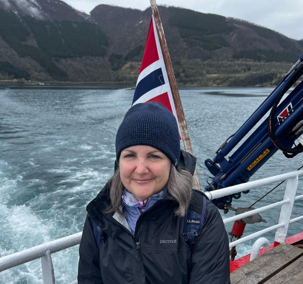 Michele cruising through the Norweigian fjords in May 2023